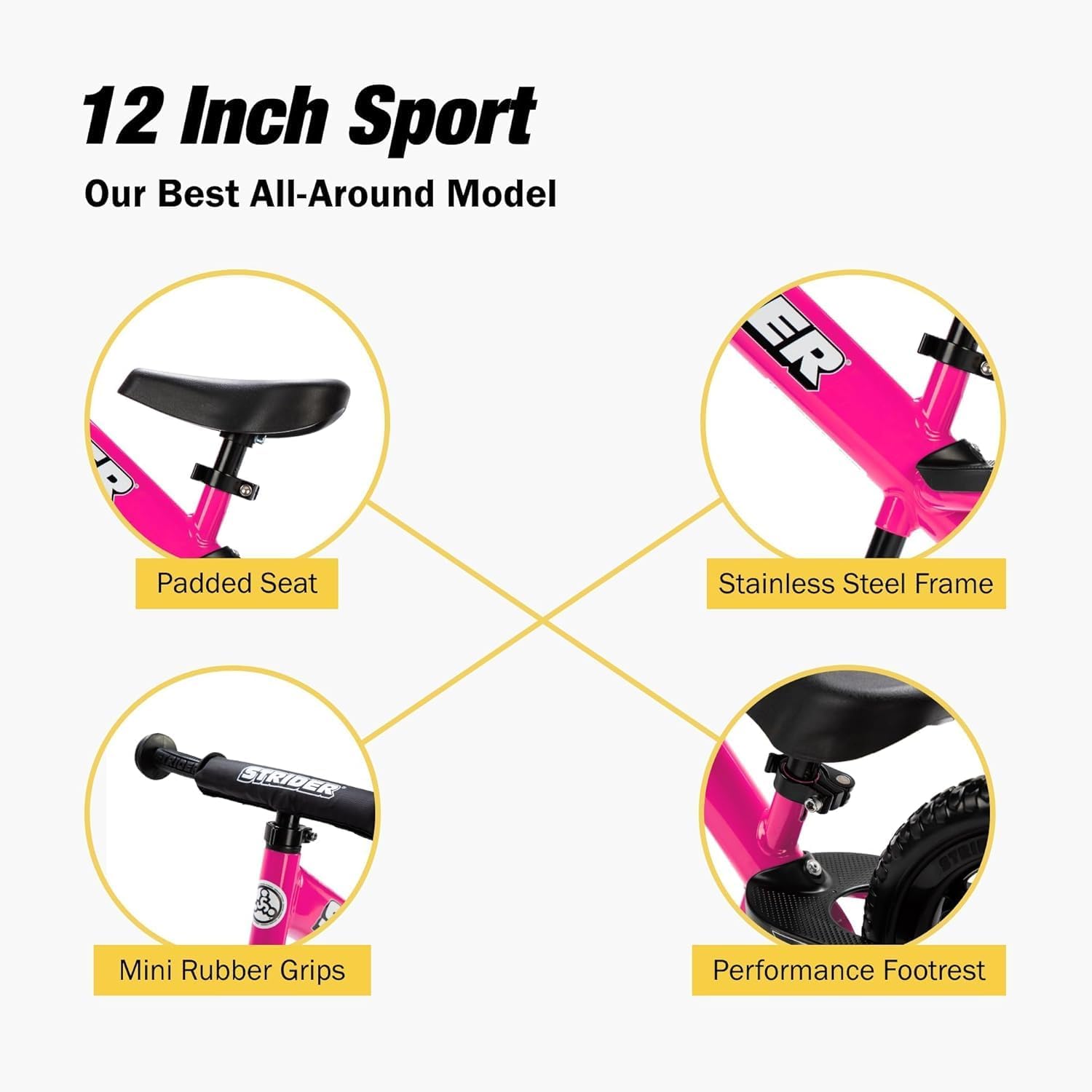 新品　STRIDER ストライダースポーツ ピンク 12インチ ロッキングベース Amazon.co.jp: Strider 12インチ スポーツバイク (ピンク) +